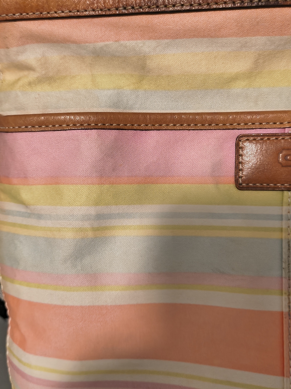 Coach Pastel Multi Stripe Shoulder  Bag in Pink, Peach, Yellow, Cream